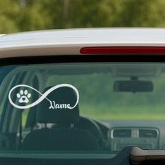 Personalized Infinity Paw Print Name Decal – Custom Pet Sticker 7×2.5 in