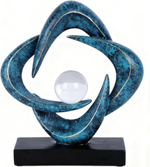 Abstract Art Sculpture, Resin Gold Decorative Statue, Modern White Ornaments for