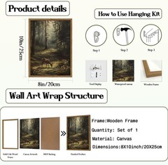 Vintage Forest Deer Canvas Wall Art – Rustic Home Decor