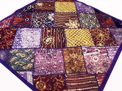40″ Purple Wall Hanging Handmade Art Square Branded Gift Tapestry Vintage Beaded