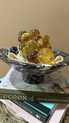 Large Handcrafted Footed Organic Marble Decorative Bowl Carved In Pakistan