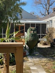 Steel Perched Owl Green Painted Full Body 19″ Tall Wall Mounted