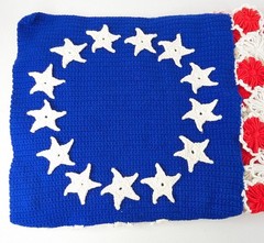 Handmade American Flag Afghan Vintage Patriotic Crochet 36 x 56 ” USA Blanket