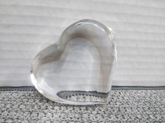 Steuben Crystal HEART SHAPED Clear Art Glass Signed Heavy PAPERWEIGHT