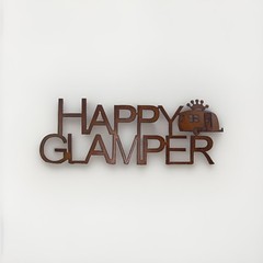 Rustic Metal Happy Glamper Sign Cabin Decore Western Camping Theme 17”x 6.5”