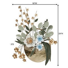 Pocket of Posies Floral Dimensional Metal Wall Art Gold/Green