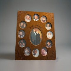 Collage Photo Frame “Circle Of Love” Family Tree Wood K-12 School Vtg 90s