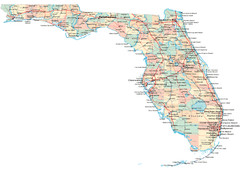 FLORIDA ROAD MAP GLOSSY POSTER PICTURE PHOTO state miami gators orlando fl 1069