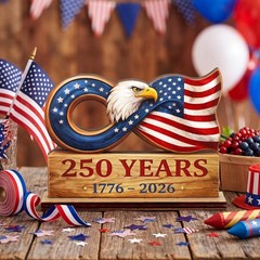 8 Inch 250 Years Anniversary Table Decorations 250th Years Wooden Sign American