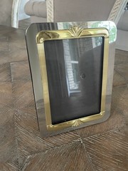 Vtg Art Deco Style 5×7 Metal Brass Photo Frame Portrait Picture Easel Back