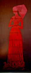 Beautiful African Ethnic Framed Red and Black Paper Wall Art ~ Stunning!