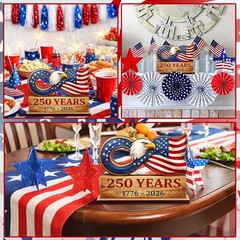 8 Inch 250 Years Anniversary Table Decorations 250th Years Wooden Sign American