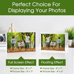 5 Pack Acrylic Picture Photo Frame Magnetic 5×7″ Clear Free standing 5×7 Inch