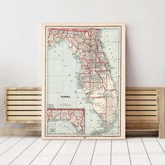 Old Map of Florida 1893 – Vintage Florida Art