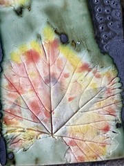 Vintage French Studio Pottery Leaf Wall Plaque 10” Signed Sophie Papazian