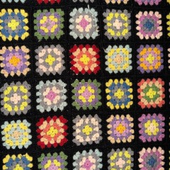 Vintage GRANNY SQUARE Crochet Afghan Blanket Throw ~ Roseanne Style 38×53
