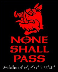 None Shall Pass Decal with Coat of Arms Monty Python window funny vinyl sticker