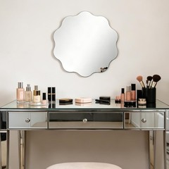 Round Wavy Mirror for Wall Decor, 12 inch Acrylic Circle Soped Wall