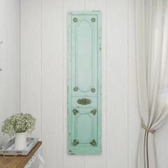 18 In. X 78 In. Wood Green Antique Door Scroll Wall Decor