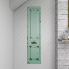 18 In. X 78 In. Wood Green Antique Door Scroll Wall Decor