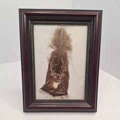 Original D. Echols Hand Painted Turkey Feather Art, Signed in 9″x7″ frame