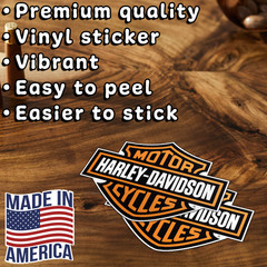 2Pcs Harley-Davidson Decal Sticker Logo Orange & Black Waterproof Motorcycle Car
