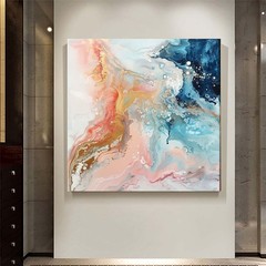 Hand Painted Abstract Oil Painting Canvas Modern Oil Painting Wall Art Pink