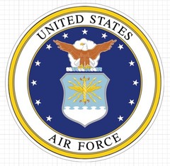 STICKER (BUY 2, GET 1 FREE) USAF Air Force vinyl glossy DOW trump blue USA