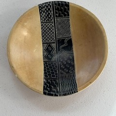 Hand Painted/Carved Bowl Trinket Dish Decor Soapstone 6.5″ Art