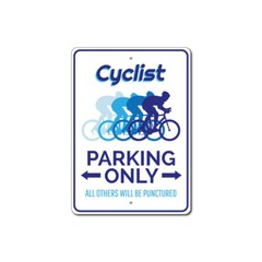 Cyclist Parking Sign, Cyclist Aluminum Metal Decor Sign
