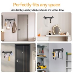 2-Pack Premium Iron Key Holder for Wall – Dual Installation: Wall Mount & Adh…