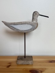 Coastal Shore Bird Wood Sculpture on Stand Rustic Beach Decor Heron Sandpiper