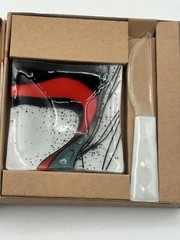 Fused Art Glass Dish And Knife Set By Any Art NWT