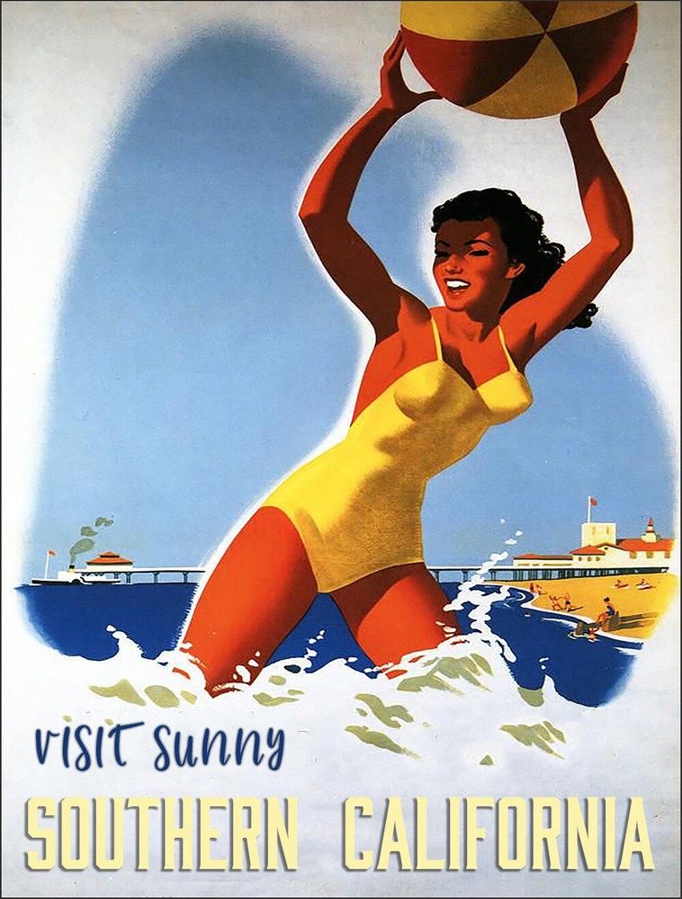 Vintage California Travel Poster Reproduction Metal Sign FREE SHIPPING USA Made