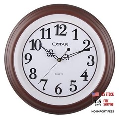 Silent Rustic Wall Clock, Battery Operated, Vintage 12 Inch Round Clock,
