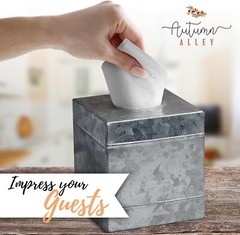 Autumn Alley Square Rustic Tissue Box Cover – Galvanized Bathroom Accessories