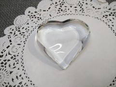 Steuben Crystal HEART SHAPED Clear Art Glass Signed Heavy PAPERWEIGHT