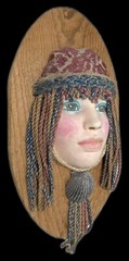 Woman Folk Art Girl Traveler Ethnic Boho Tribal Nomad Head Wall Plaque