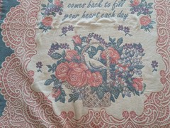 Goodwin Weavers “love” fringe throw blanket 100% cotton cottage vintage wedding
