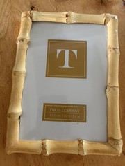 Two’s Company Set of 2 Real Bamboo Photo Frames 4×6 and 5×7 Inches New
