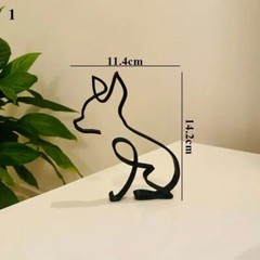 Metal Cat Dog Statue Modern Abstract Art Sculpture Ornaments Home Office Decor