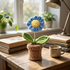 Cute Handmade Crochet Potted Flower Desk Decor