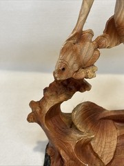 7 in Natural Wood Mermaid Figure Statue Fantasy Figures Hand-Carved