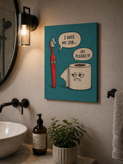 Funny I HATE MY JOB Bathroom Wall Art Toilet Humor Poster/Canvas Home Decor Gift