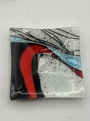 Fused Art Glass Dish And Knife Set By Any Art NWT