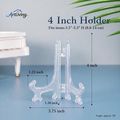 Artliving 4 Inch Clear Plastic Easels or Stand/Plate 4 inch (12 pack), White