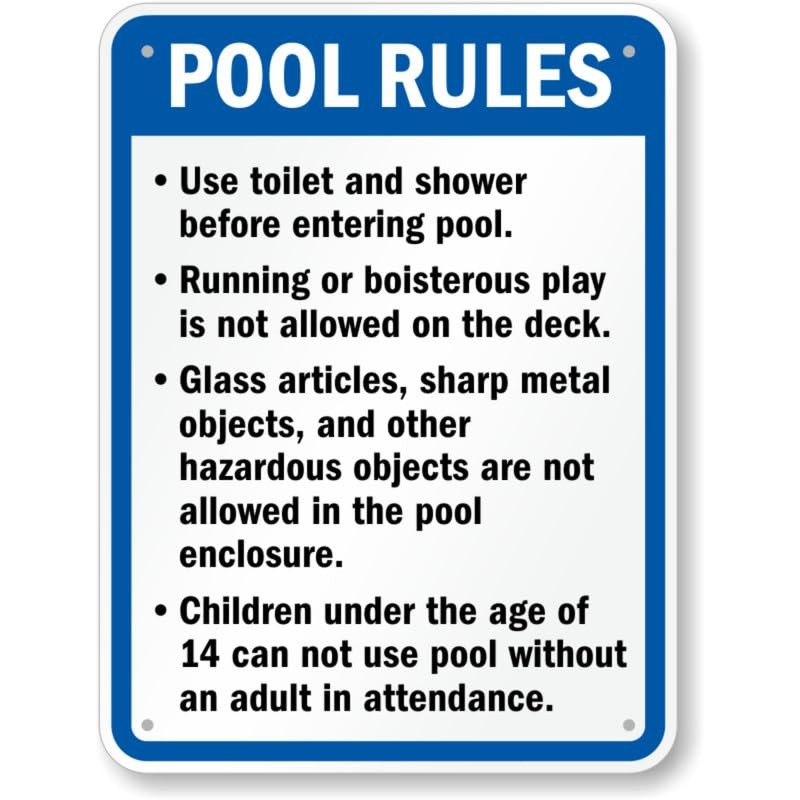 California Pool Rules Aluminum Weatherproof Sign b00424