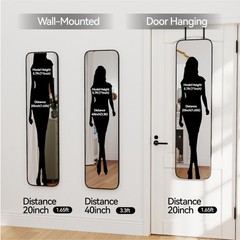 47×14 Mirror Rectangle Full Body Length Door Hanging Wall Mounted Metal Alumi…