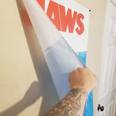 JAWS – 2×3 foot tapestry – movie banner wall flag fabric poster – shark!