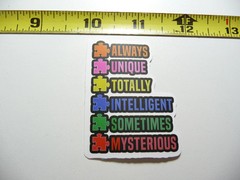 AUTISM SUPPORT SMALL STICKER DECAL ALWAYS UNIQUE TOTALLY DIFFERENT INTELLIGENT